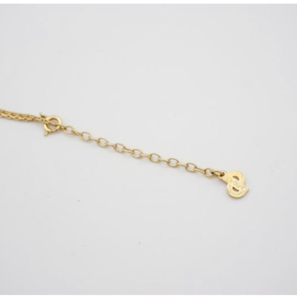 CHRISTIAN DIOR Vintage 80’s Modernist Shell Pendant W/ Crystals Gold Necklace - Picture 9 of 10